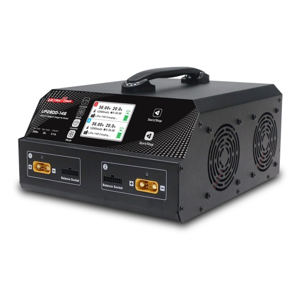 Ultra Power 28A UP2800-14S 2x1400W 6S 12S 14S LiPo LiHV Charger With LCD Display for UAV Agriculture Spraying Drone